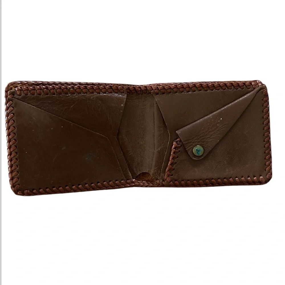 Vintage Tooled Leather Wallet GB initials